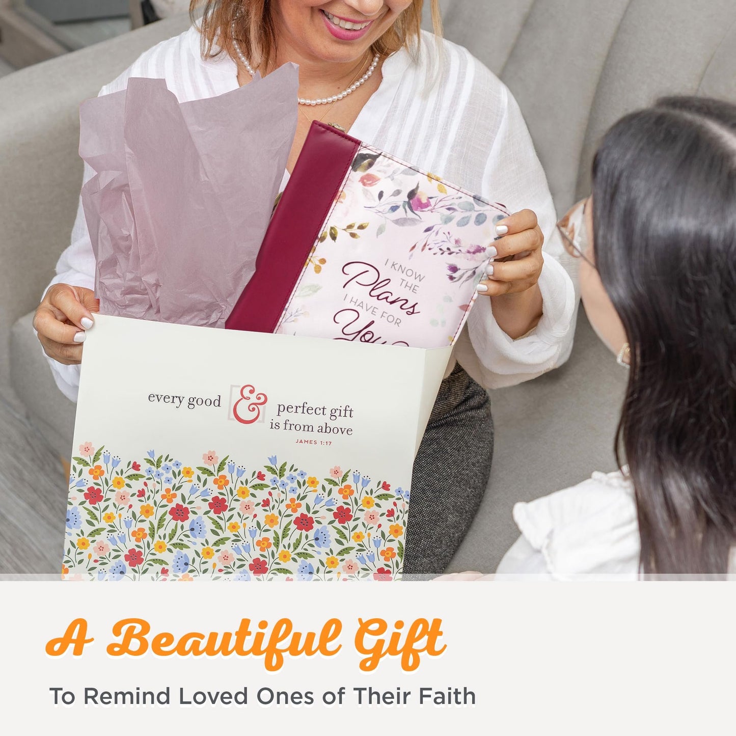 Christian Art Gifts Fashion Bible Cover I Know The Plans Floral Jeremiah 29:11 Faux Leather, Pink/Plum