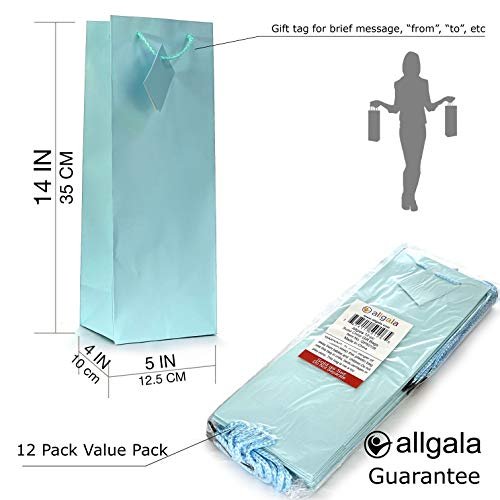 allgala 12PK Value Premium Solid Color Paper Gift Bags