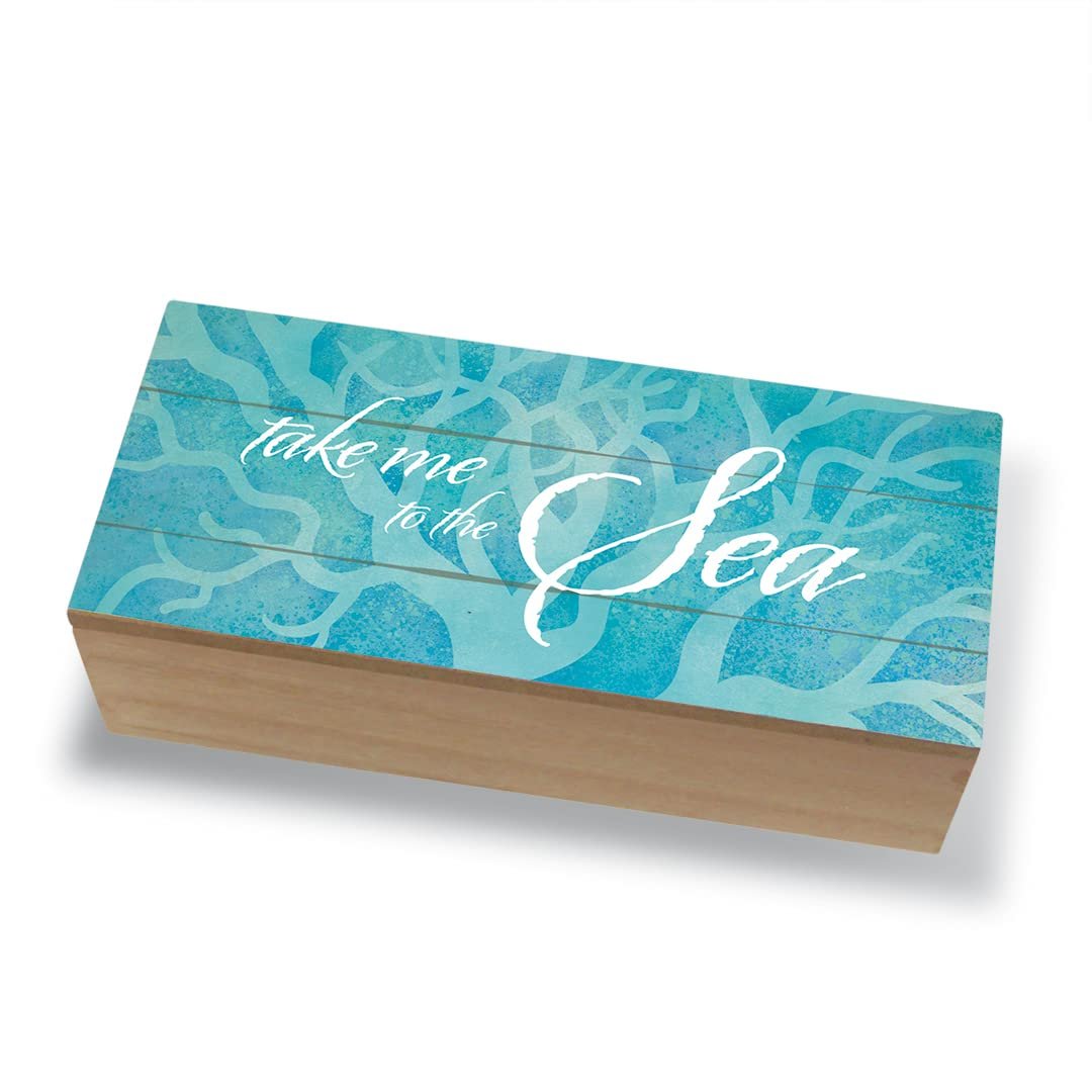Tropical Island Coastal Wood Jewelry Trinket Box Take Me to the Sea