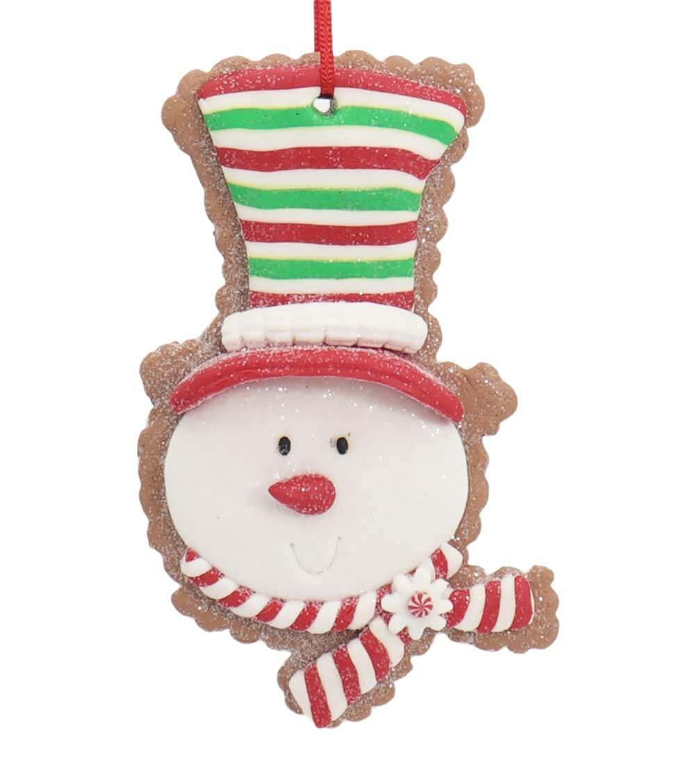 Kurt Adler 4.5" Gingerbread Ornaments Assortment: Snowman, Santa, Boy, Tree - Claydough Material - Christmas
