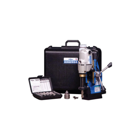 Hougen HMD904 115-Volt Magnetic Drill Fabricator's Kit with Integrated Coolant Bottle Plus 1/2" Drill Chuck, Adapter, and 12002 Rotabroach Cutter Kit