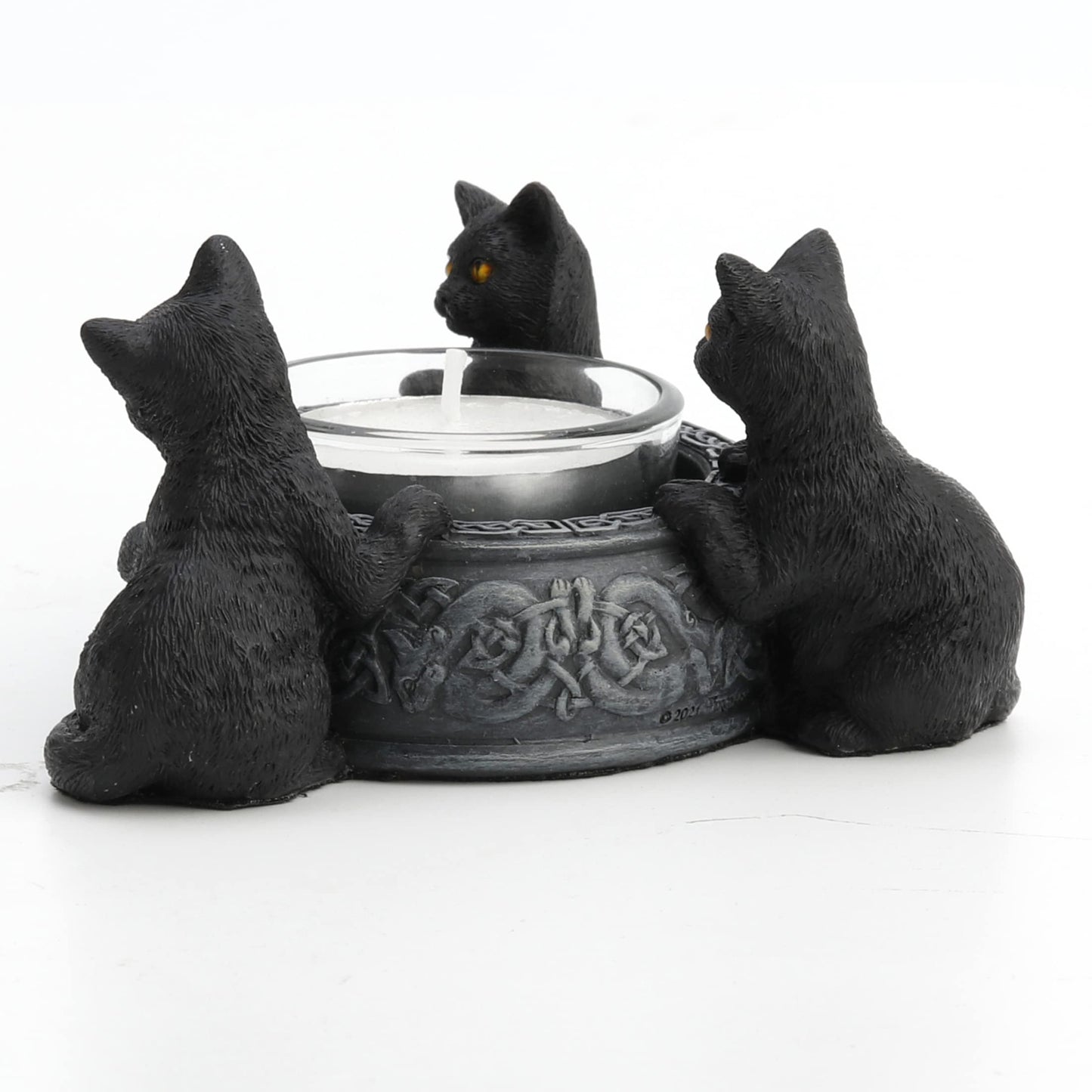 Veronese Design 2 Inch Black Cats Candle Tea Light Holder Resin Hand Painted Figurine