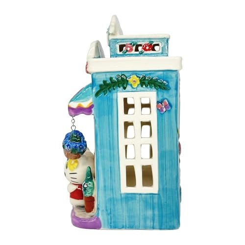 Blue Sky Clayworks Hello Kitty Floral Garden Flower Shop Candle House, 7.75-inch Height, Holiday Decoration, Red, 23279
