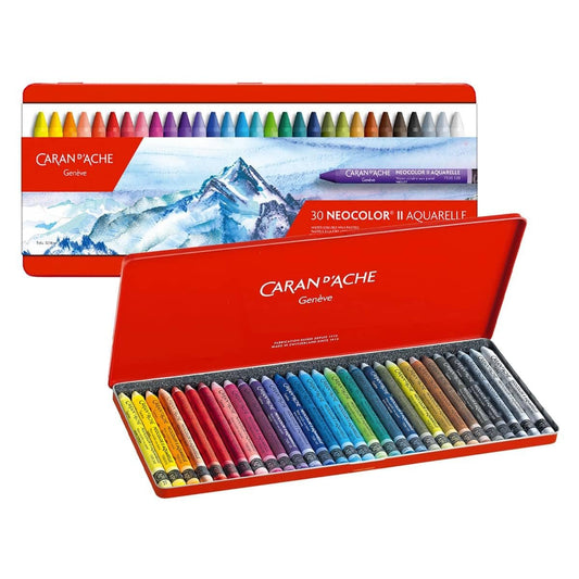 Caran D'Ache Neocolor II Watersoluble Watercolor Chalk, 30 Colors, Pack of 1