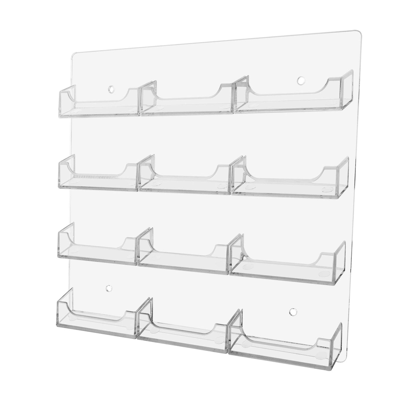 Marketing Holders Wall Business Card Holder with Hanging Hardware for 3.5" x 2" Gift or Appointment Cards Schools Bookstores Travel Centers Laundromats 12 Pocket Clear Acrylic One Piece Durable