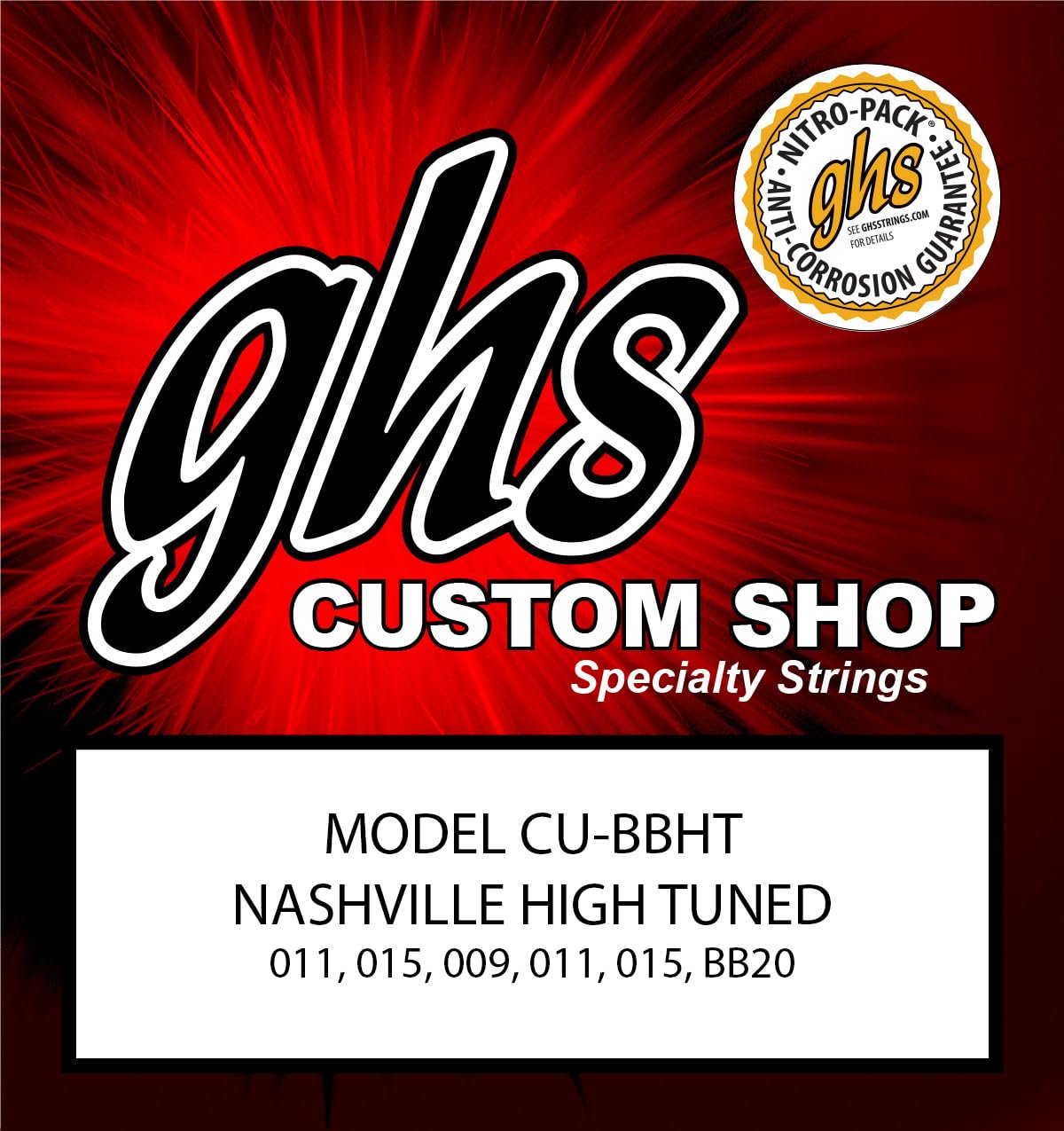 GHS Strings - Nashville High Tuning Guitar Strings – High Strung/Nashville Tuning Set – Studio Bright Tone, Perfect for Layering & Recording - Bright Bronze - Model: CU-BBHT SET - Light Gauge (11-20)