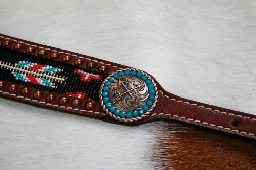 Showman Medium Oil Leather Wither Strap w/Arrow Beaded Design