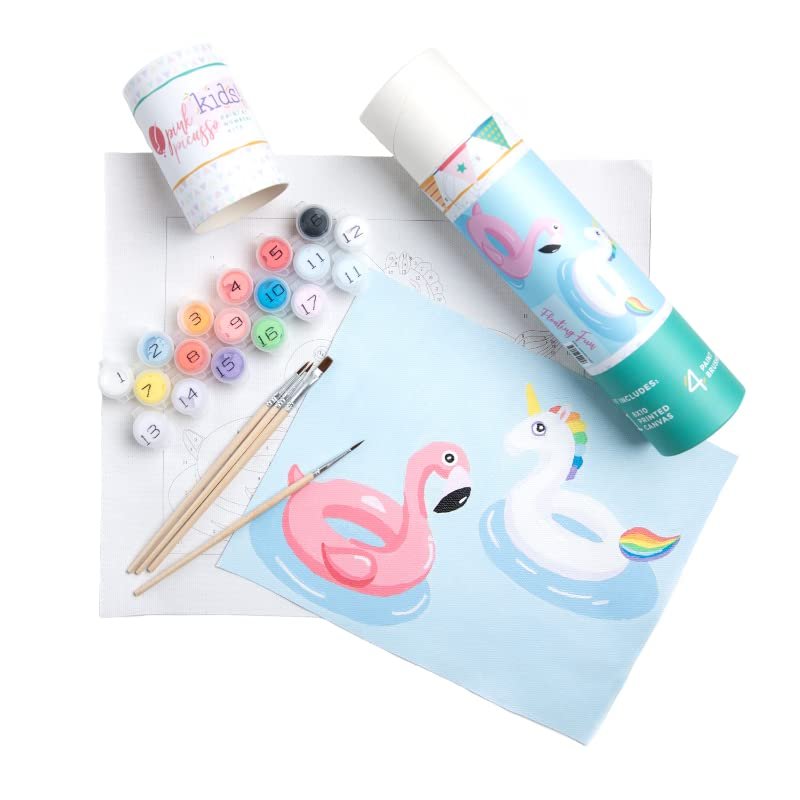 Pink Picasso Kits Paint by Number for Kids | DIY 8x10 Beginner Color by Numbers Canvas Painting Art Kits | Delicious Doughnuts