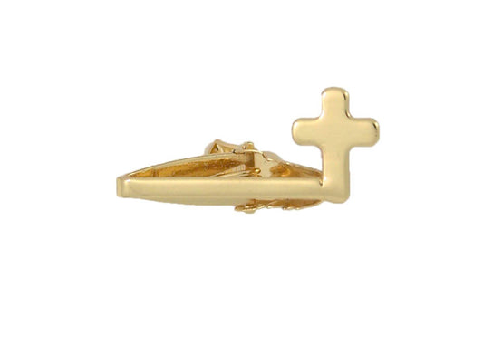 Roman 1.25" Inspirational Gold Plated Religious Tie Bar with Cross