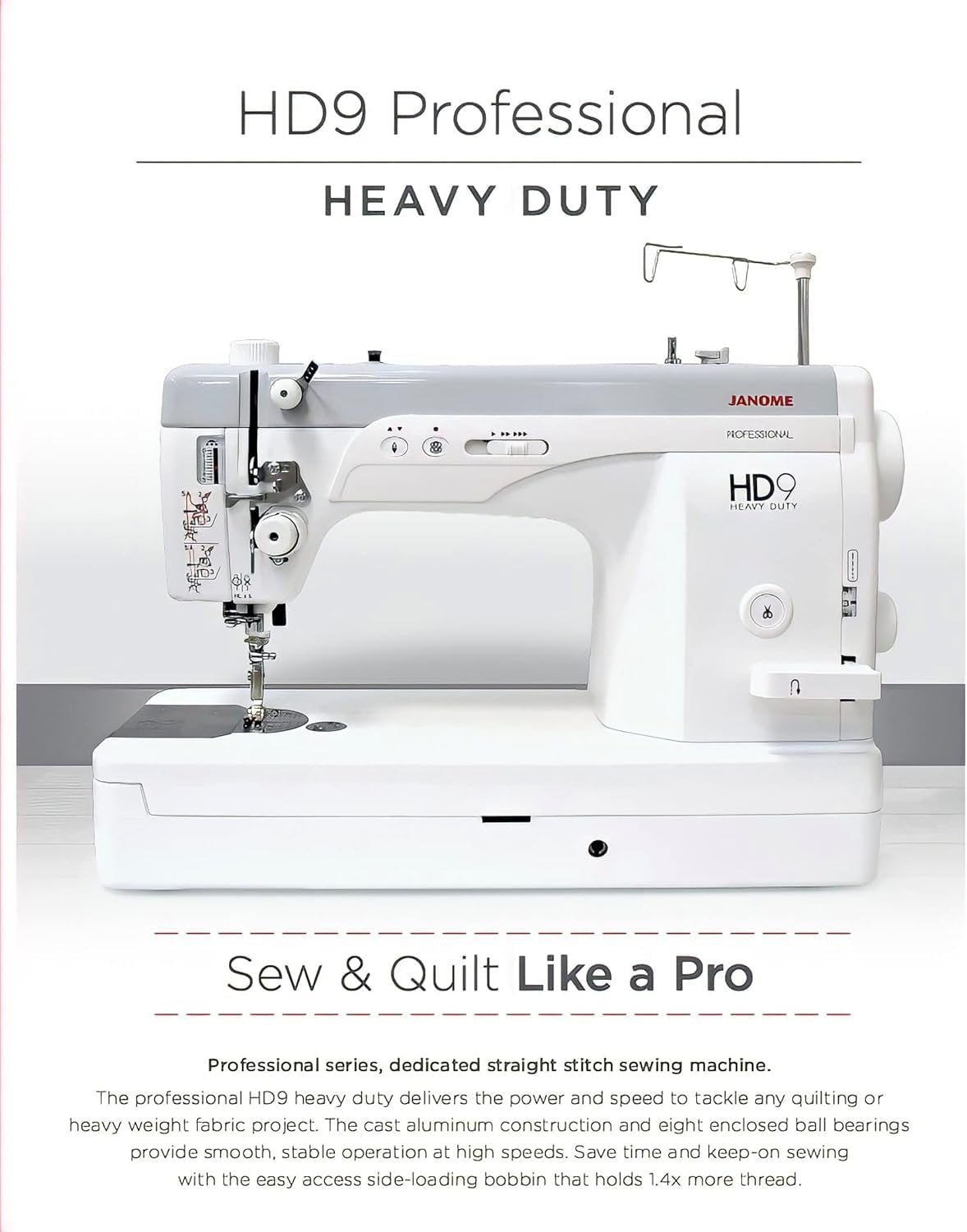Janome HD9 White: Heavy Duty High Speed Portable Industrial Sewing Machine, with Extra Large Bobbin