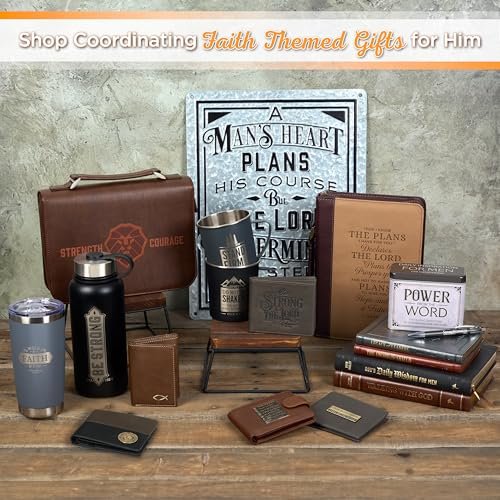 Christian Art Gifts Genuine Premium Full Grain Leather RFID Blocking Silver Engraved Cross Wallet for Men: Multi Pocket Billfold w/Removable ID Window Accessory for Credit Cards, Bills, Photos, Black