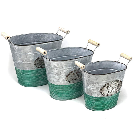 allgala llgala Galvanized Planter Pot Indoor and Outdoor Decoration-Oval