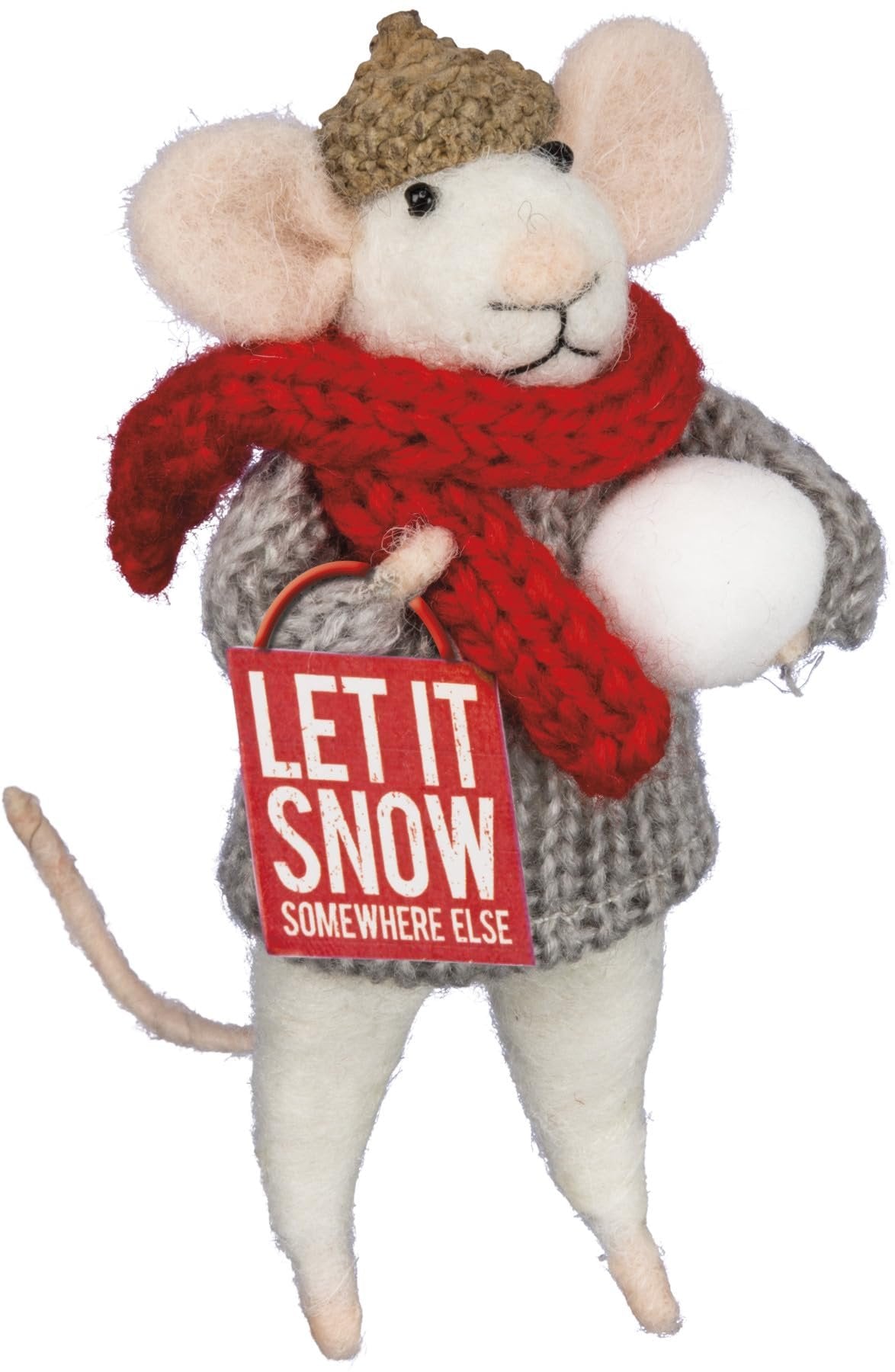 Primitives by Kathy Mouse 4.50 Inches Tall Let It Snow Somewhere Else Box Sign Mouse Home Decor