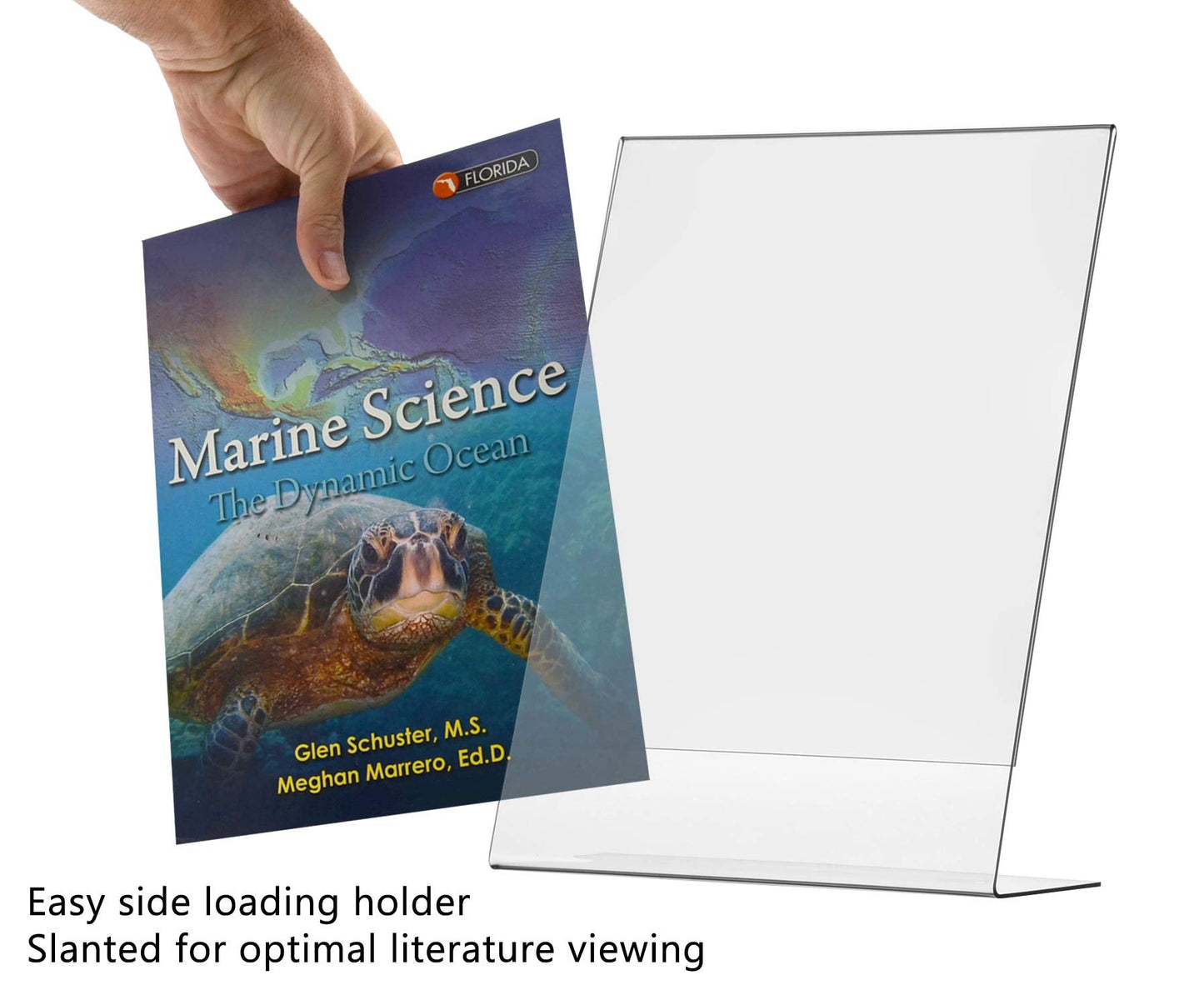 Marketing Holders Sign Holder Display Stand 11 x 14 Table Top Side Loading Slanted Back Large Printed Media Business Signage for Retail Locations Offices and Medical Complexes