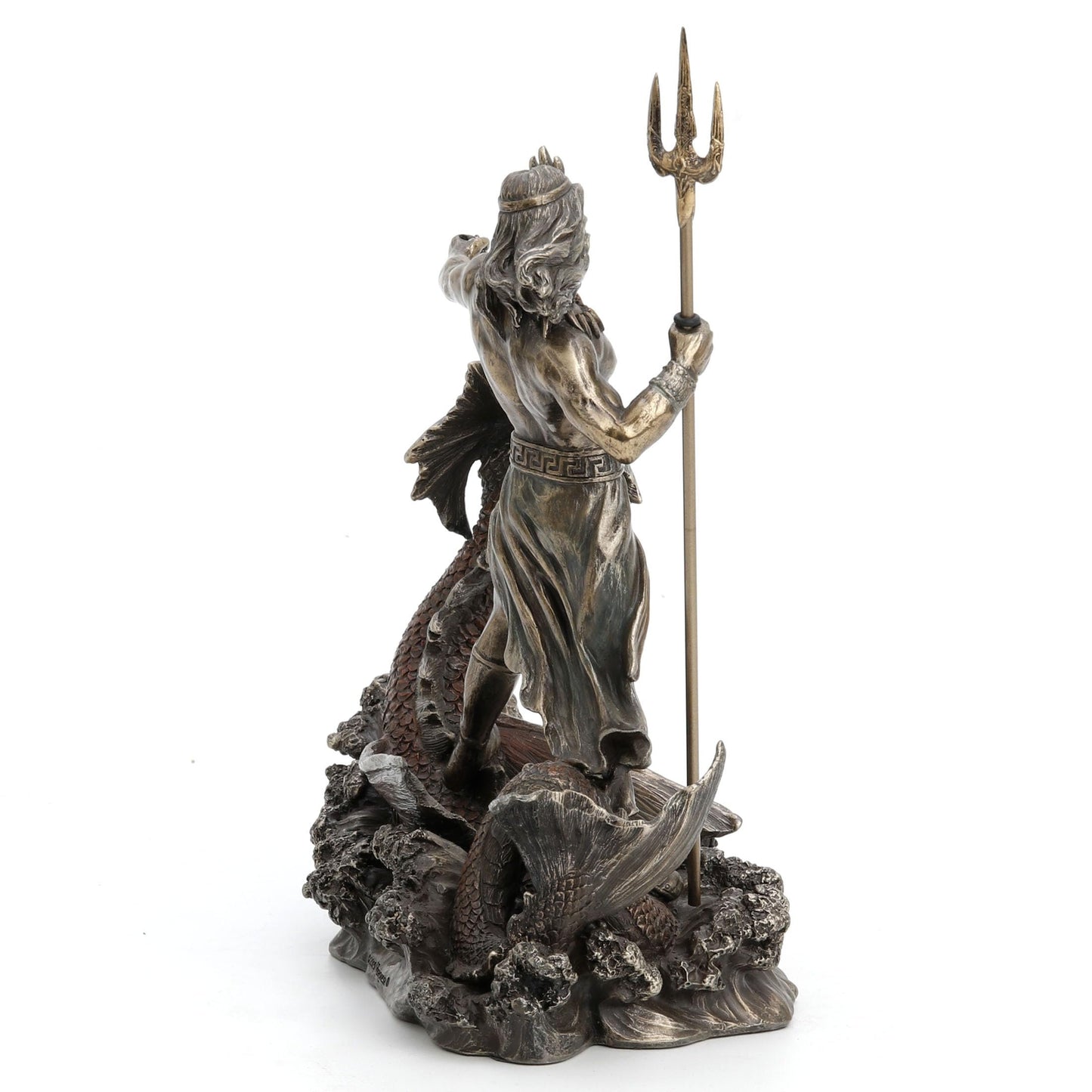 Veronese Design 9 1/4 Inch Poseidon with Trident Standing On Hippocampus Cold Cast Resin Bronze Finish Statue
