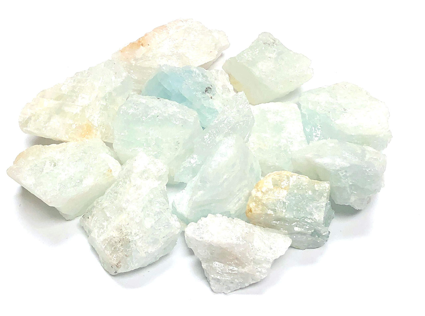 Zentron Crystal Collection: Natural Rough Aquamarine Stones with Velvet Bag