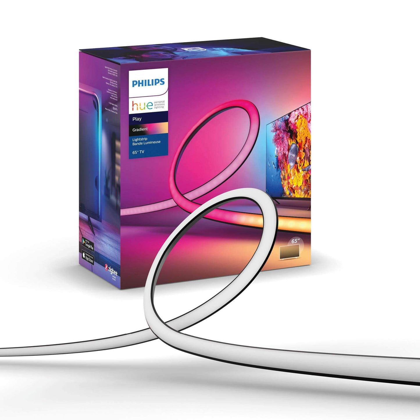 Philips Hue Gradient LightStrip (Sync with TV, Music and Gamin), Hue Sync Box Required for Sync and Hue Bridge