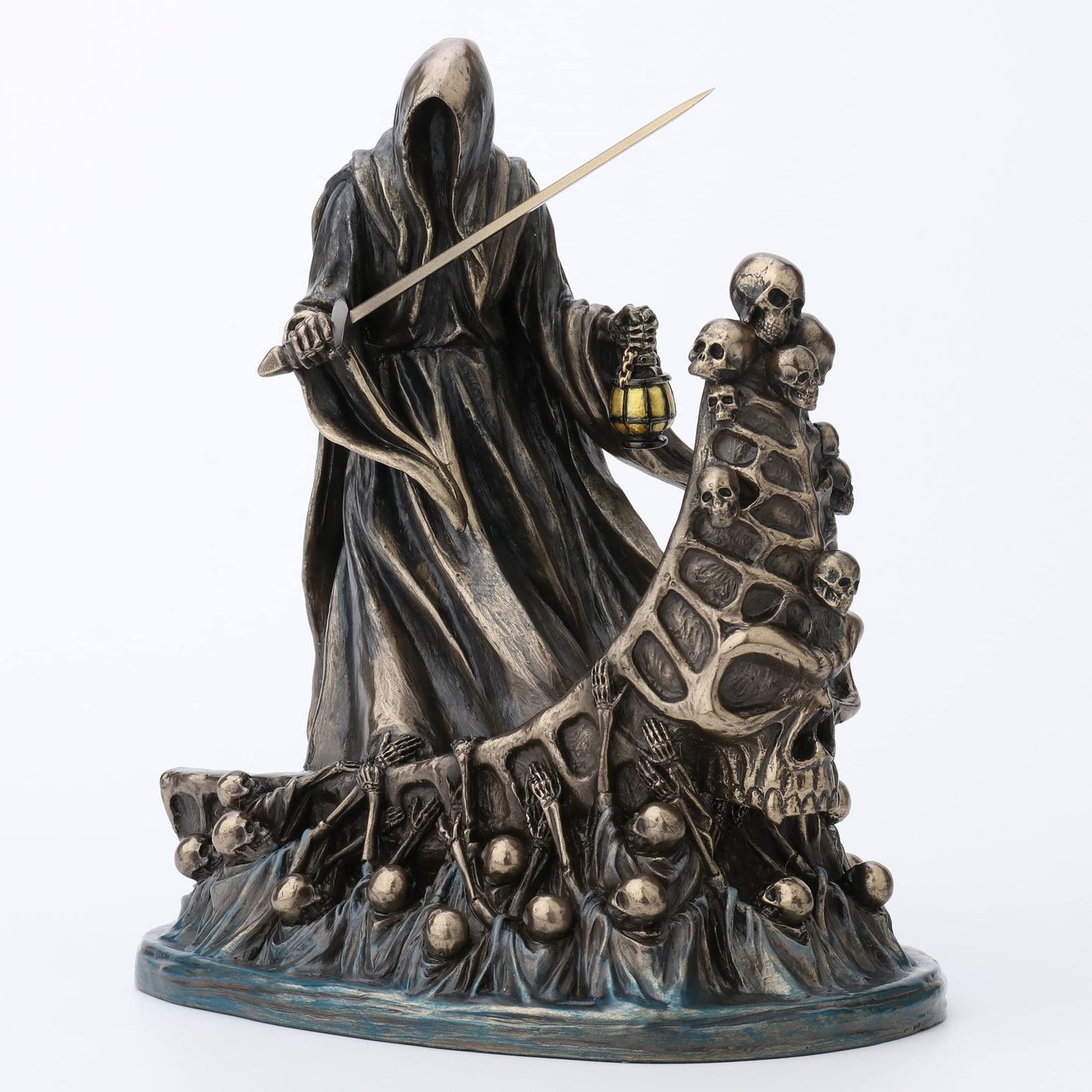 Veronese Design 7 7/8 Inch Tall Dark Messenger and The Ferry of The Damned Resin Sculpture Bronze Finish Grim Reaper Statue