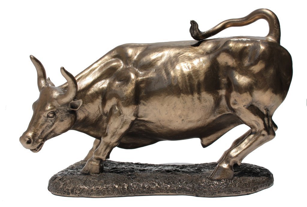 Unicorn Studios 9.5 Inch Figurine Replica Bull Polished Bronze Hued