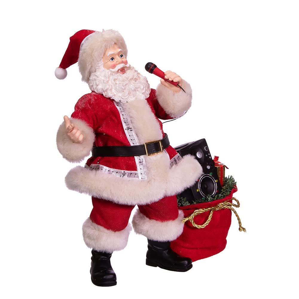 Kurt S. Adler Kurt Adler 10.5-Inch Battery-Operated Fabriche Musical Karaoke Santa, Multi