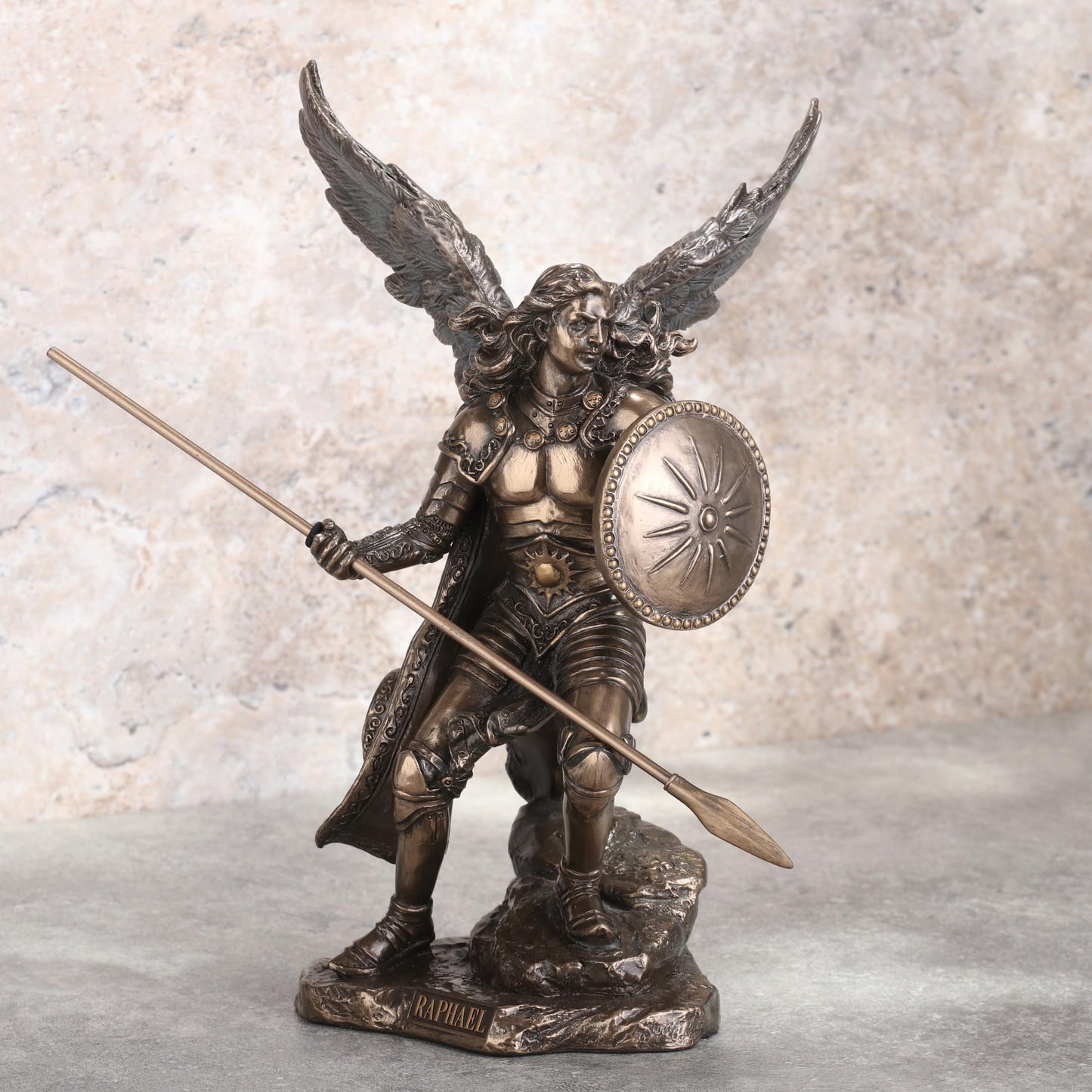 Unicorn Studio 9 1/2 Inch Archangel Raphael Cold Cast Resin Antique Bronze Finish Statue