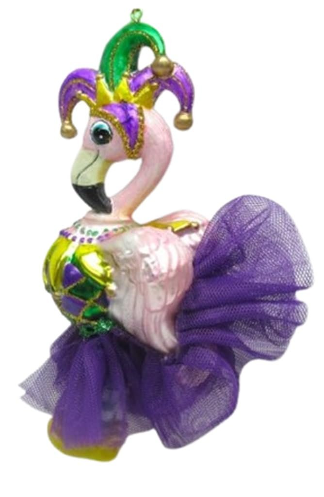 December Diamonds 79-79086 Mardi Gras Flamingo Hanging Ornament 6.25 Inches