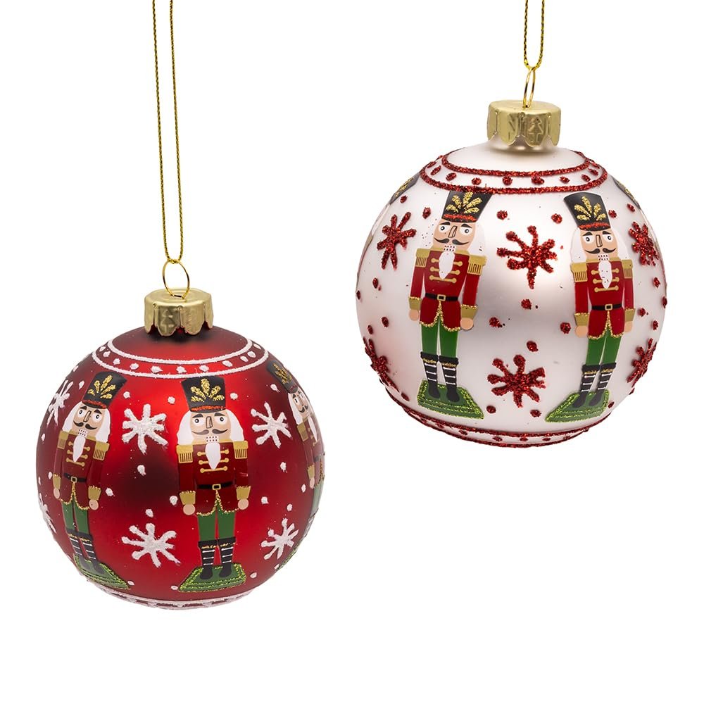 Kurt Adler 3-inch Glass Nutcracker Design Ball Ornaments