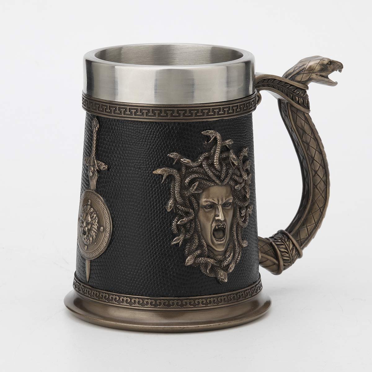 Veronese Design 5 3/4 Inch Greek Medusa Beer Stein Cold Cast Resin Antique Bronze Finish Statue Home Decor
