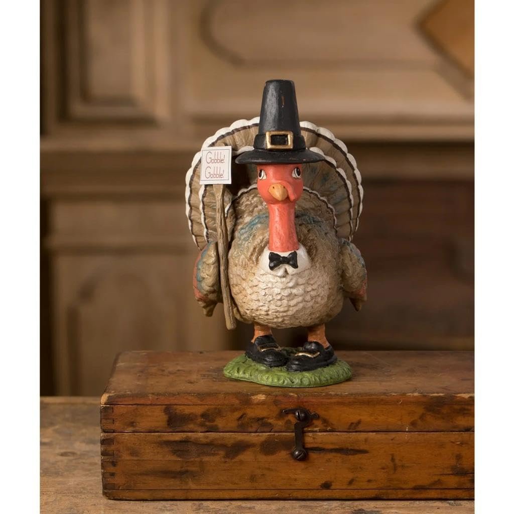 Bethany Lowe Gobble Gobble Turkey Figurine, Resin, Multicolor