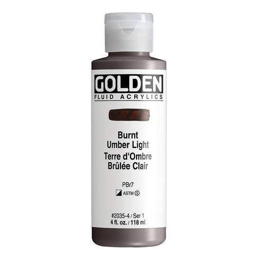 GOLDEN Fluid Acrylics, Burnt Umber Light, 4 fl. oz. Bottle, Professional Acrylic Paint, Semi-Opaque