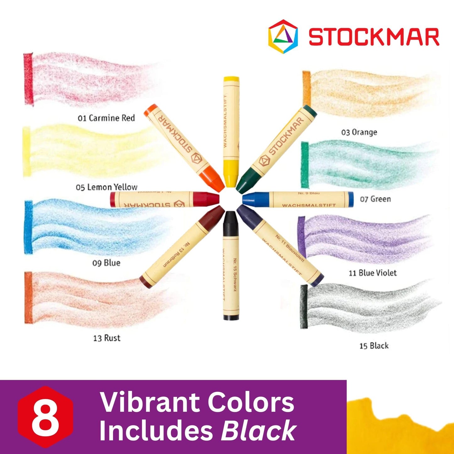 Stockmar Wax Stick Crayons - 8 Colors