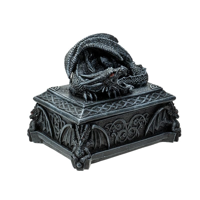 Pacific Giftware Celtic Dragon Jewelry Box – Mythical Winged Guardian Decorative Trinket Holder, Medieval Alchemy Design, Perfect for Dungeons & Dragons Collectibles, 5" L x 4.5" H