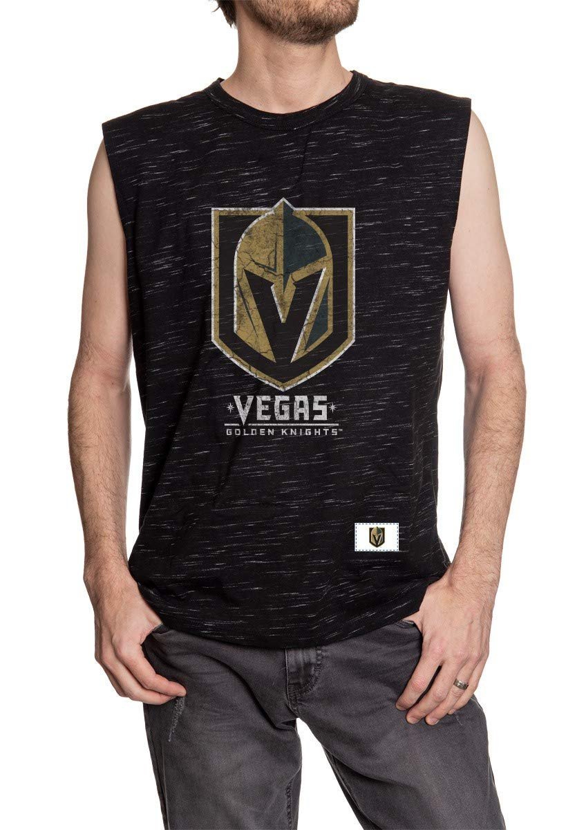 Calhoun NHL Men's Team Logo Crew Neck Space Dyed Cotton Sleeveless T-Shirt