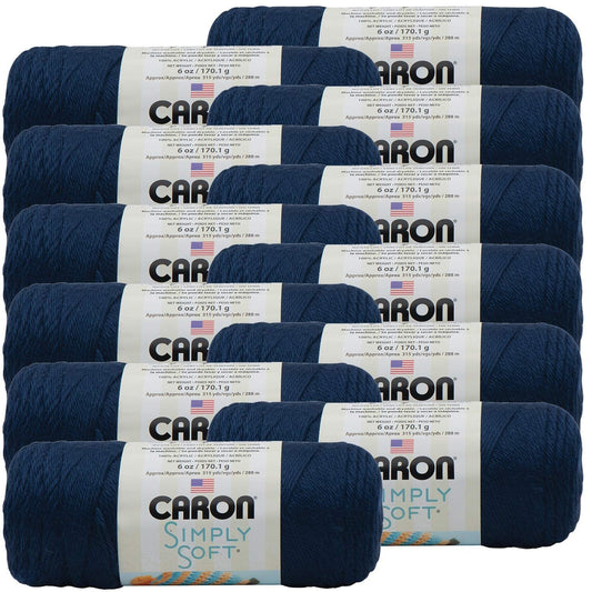 Caron Dark Country Blue, Simply Soft Solids Yarn, Multipack of 12, 12 Pack