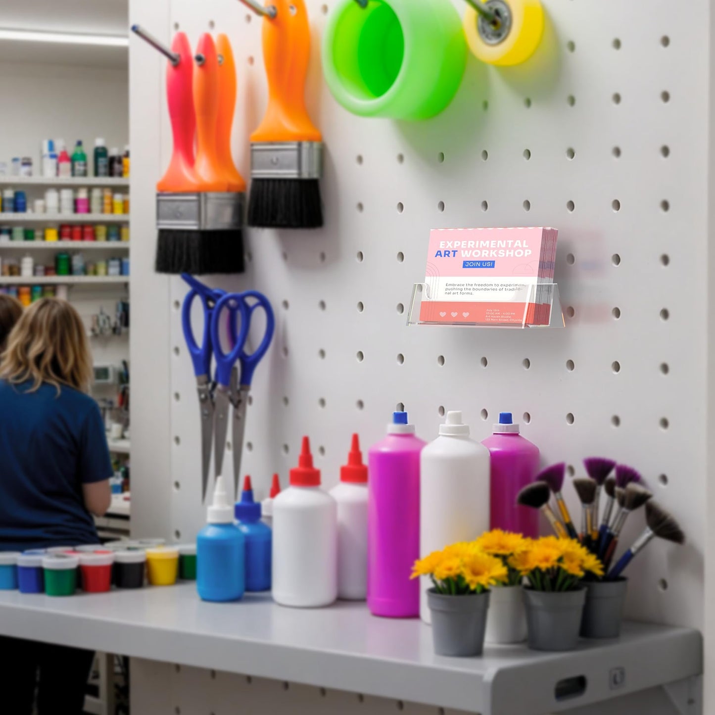 Marketing Holders Organizer Pegboard Display Caddy Business Card Brochure Holder