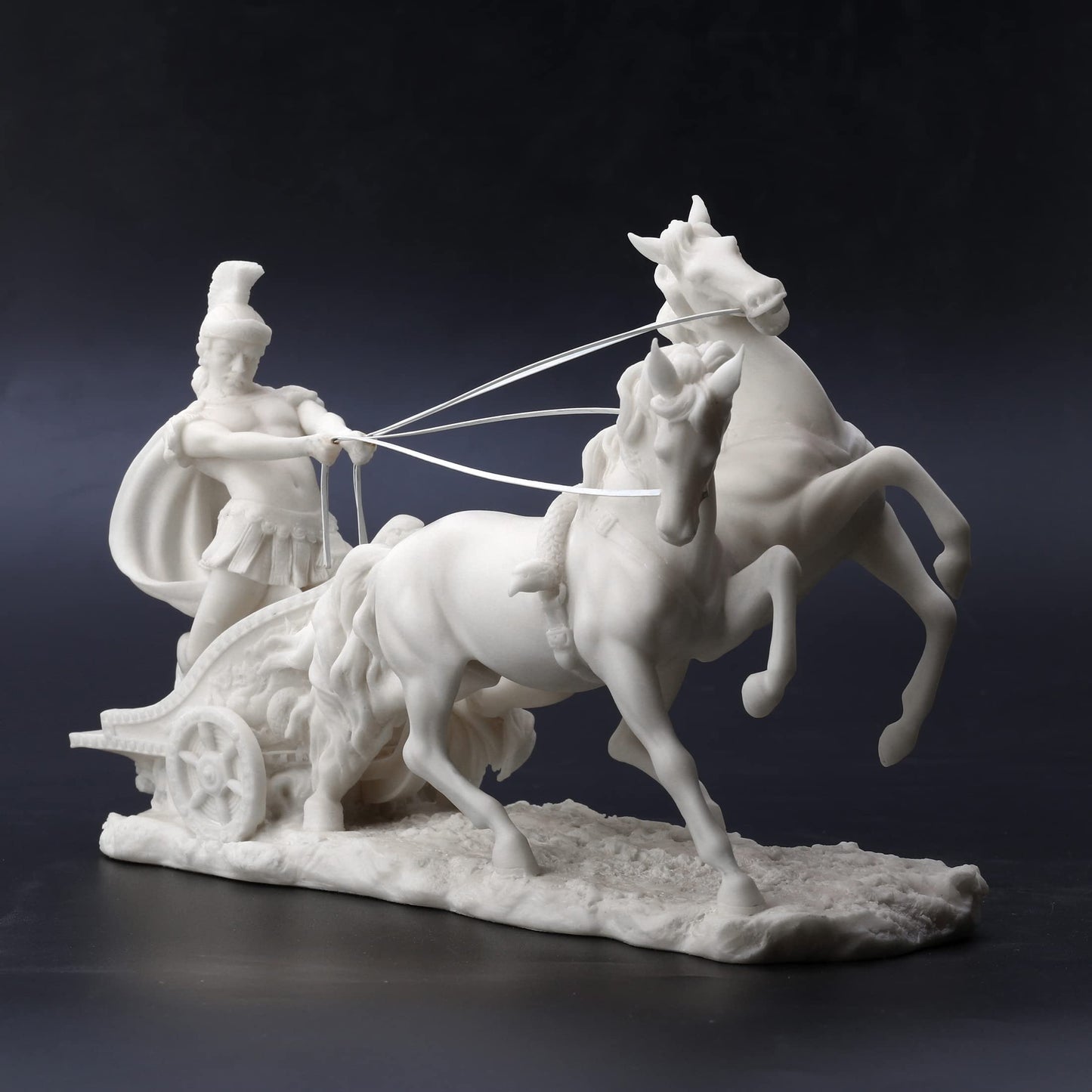 Veronese Design 10 1/4 Inch Roman Centurion on Two Horse Chariot Statue Resin Marble White Finish
