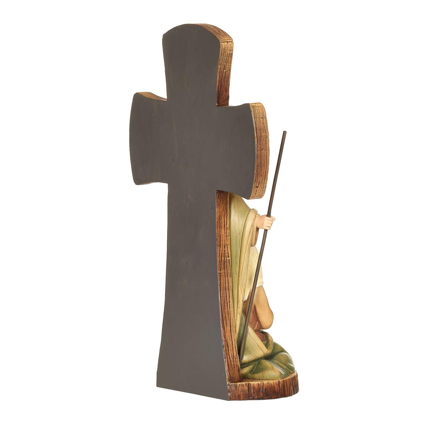 Joseph's Studio by Roman - Stained Wood Cross with Holy Family Figure, Christmas Collection, 12" H, Resin and Stone, Decorative, Collection, Durable, Long Lasting