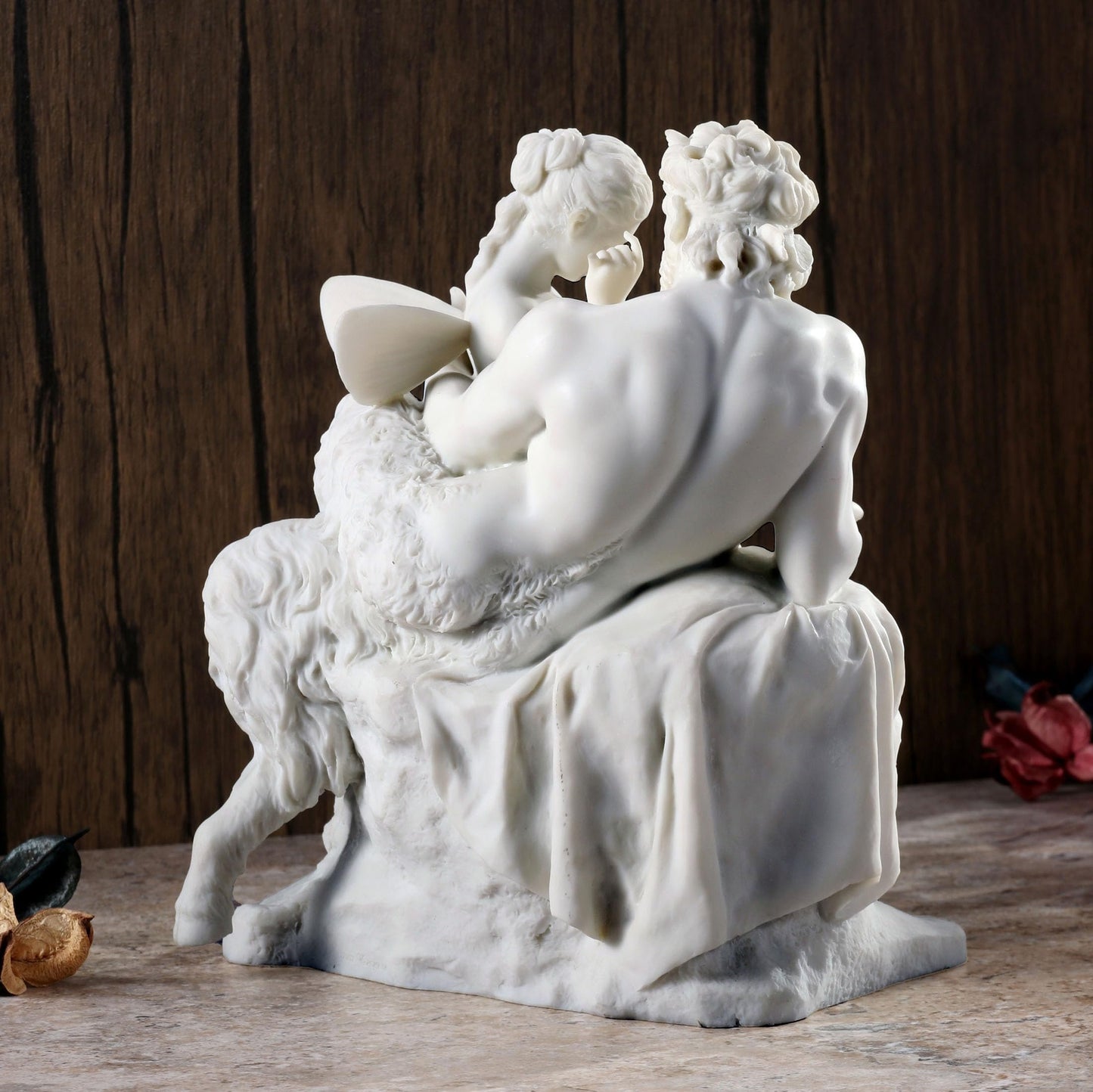 Veronese Design 9 Inch Pan Comforting Psyche Resin Sculpture Classic Marble White Finish