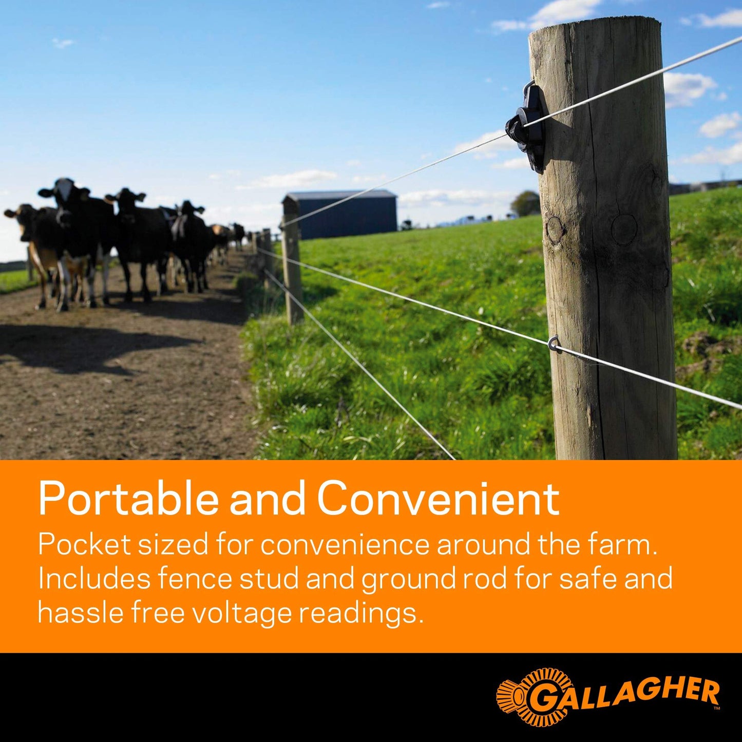 Gallagher Digital Electric Fence Volt Meter | Fence Line Voltage Tester with Ground Rod | Reads 0–12kV for Battery & Mains Energizers | Waterproof, Auto Turn-On, Accurate and Easy to Use