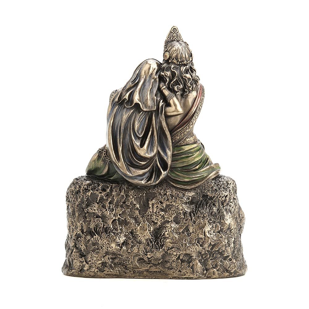 Veronese Design 6 3/4" Tall Radha Leaning On Krisna Cold Cast Bronzed Resin Sculpture Hindu God Figurine