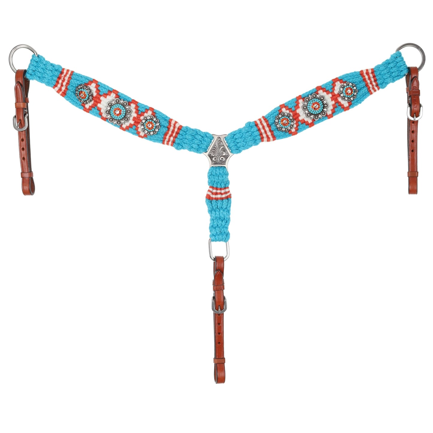 Showman Citrus Sea Mohair Single Ear Headstall & Breast Collar Set - Pony Size