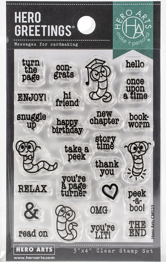 Hero Arts Clear STMP, Bookworm Messages