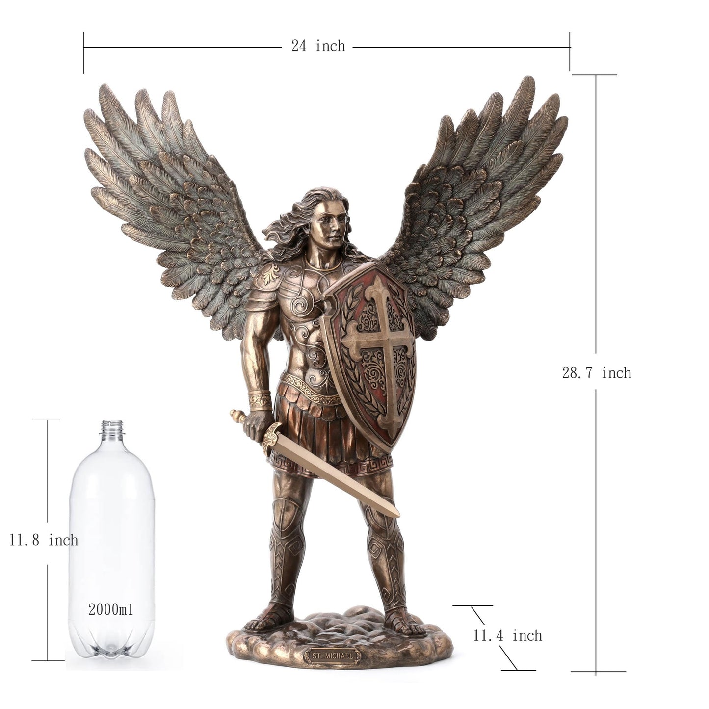 Veronese Design 28 3/4 Inch Saint Michael Archangel Sword and Shield Cold Cast Resin Bronze Finish Sculpture