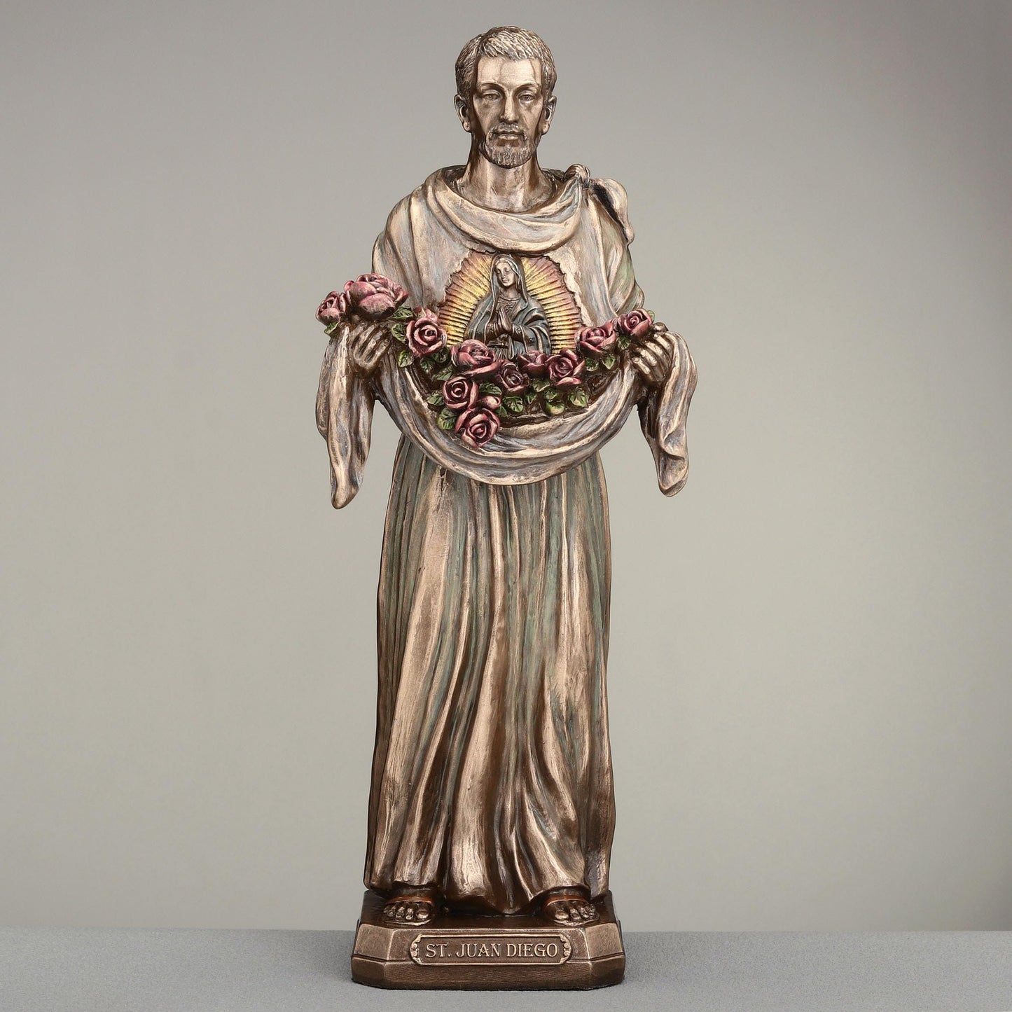 Veronese Design 8 1/8 Inch Saint Juan Diego Cuauhtlatoatzin Cold Cast Resin Bronze Finish Sculpture