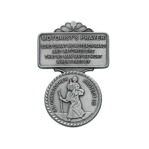 St Christopher Medal Pendant Visor Clip Visor Clips