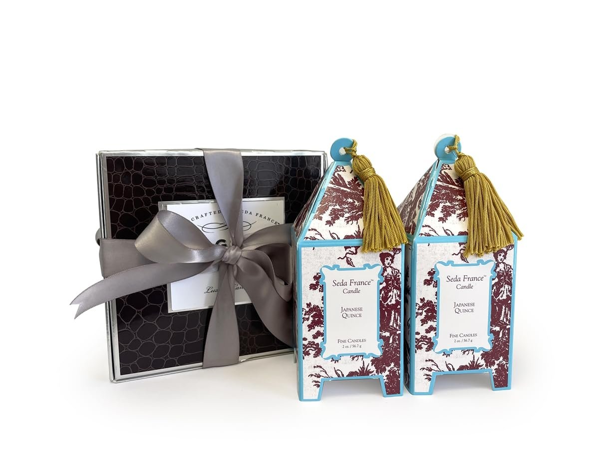 Seda France Mini Pagoda Gift Set includes Two Japanese Quince Mini Pagoda Candles in Gift Box