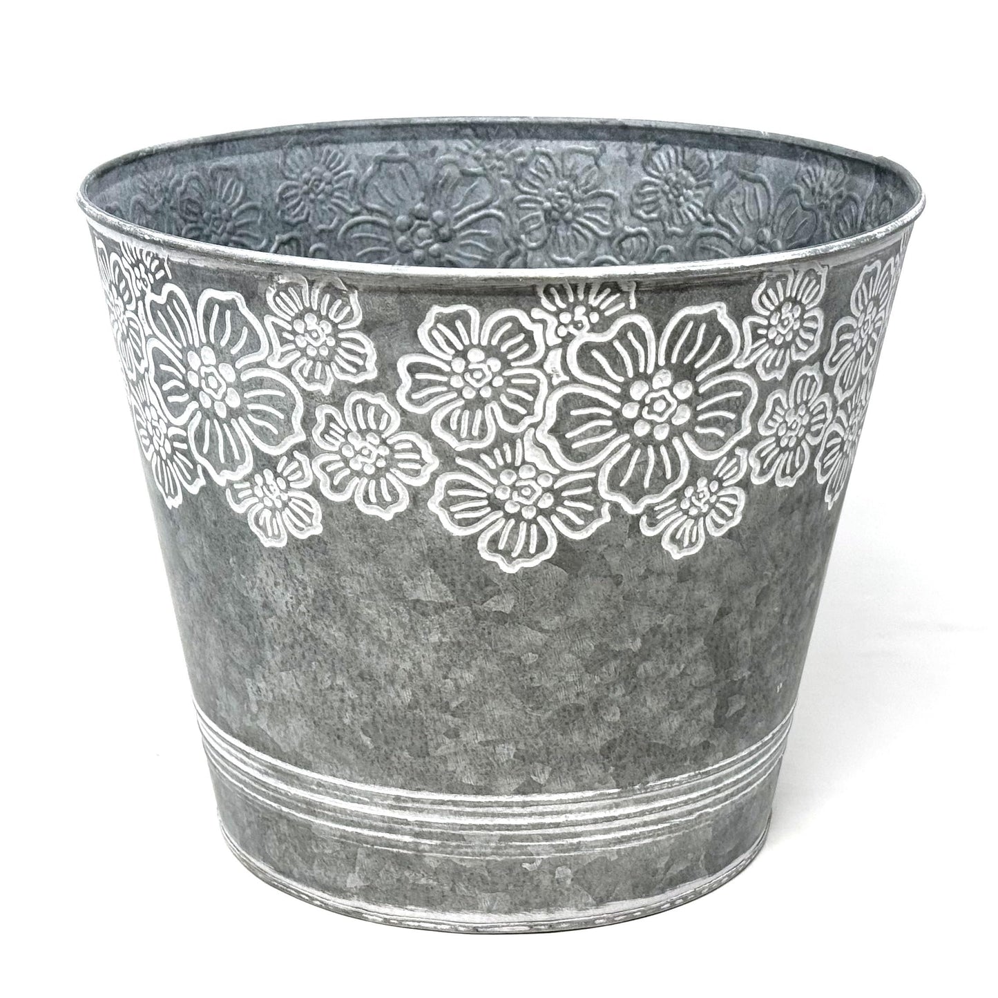 allgala llgala Galvanized Planter Pot Indoor and Outdoor Decoration-Round