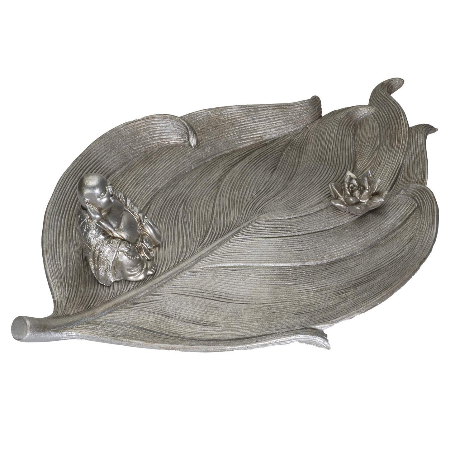 Pacific Giftware Eastern Enlightenment Fengshui Laughing Buddha Lucky & Happiness Wealth Sliver Finish Resin Figurine Incense Holder