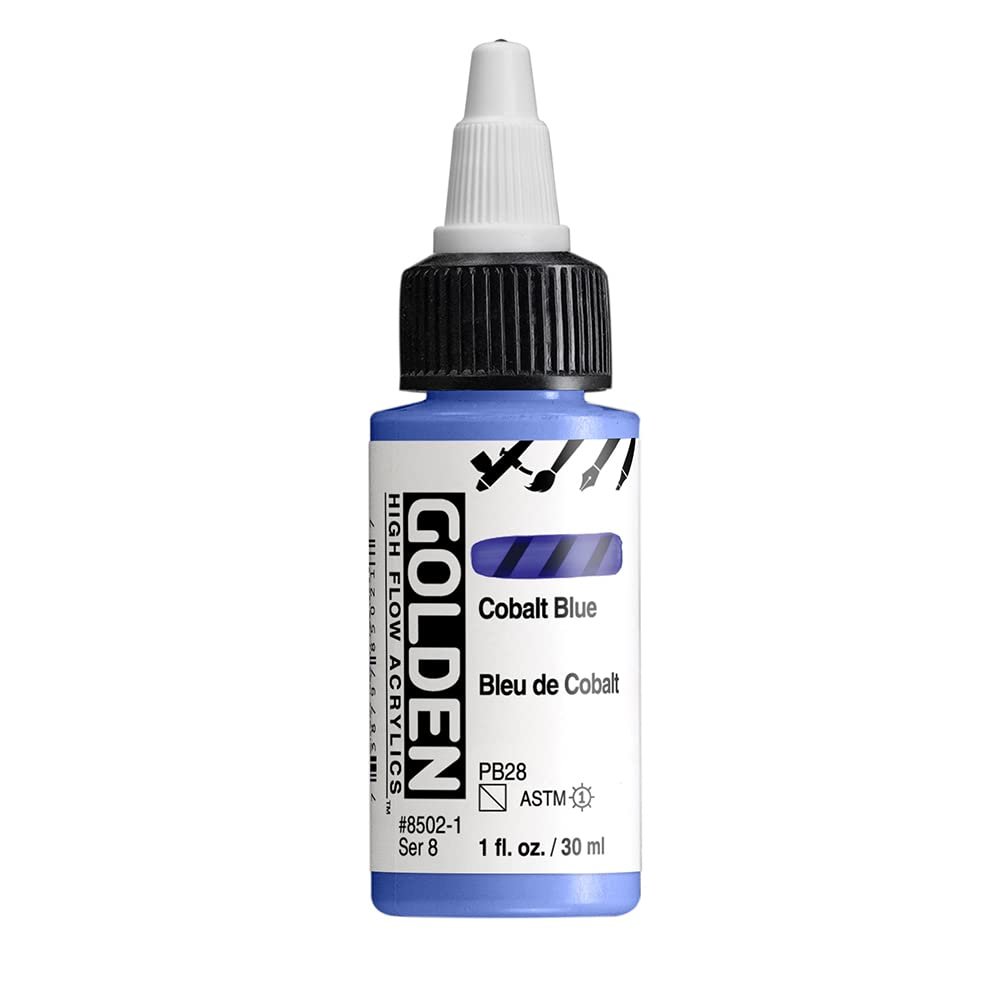 High Flow Acrylics by GOLDEN, Cobalt Blue, 1 fl. oz. Bottle, Professional Acrylic Paint, Semi-Transparent