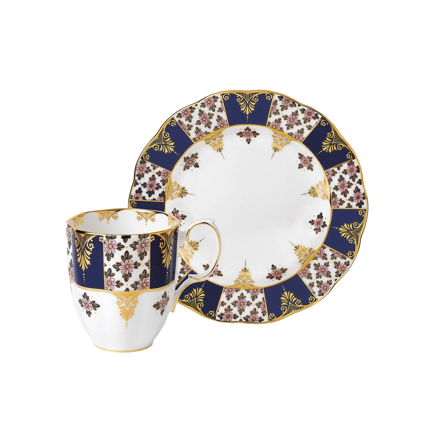 Royal Albert 100 Years 1900 Regency Mug & 20cm Plate, Blue, Fine Bone China